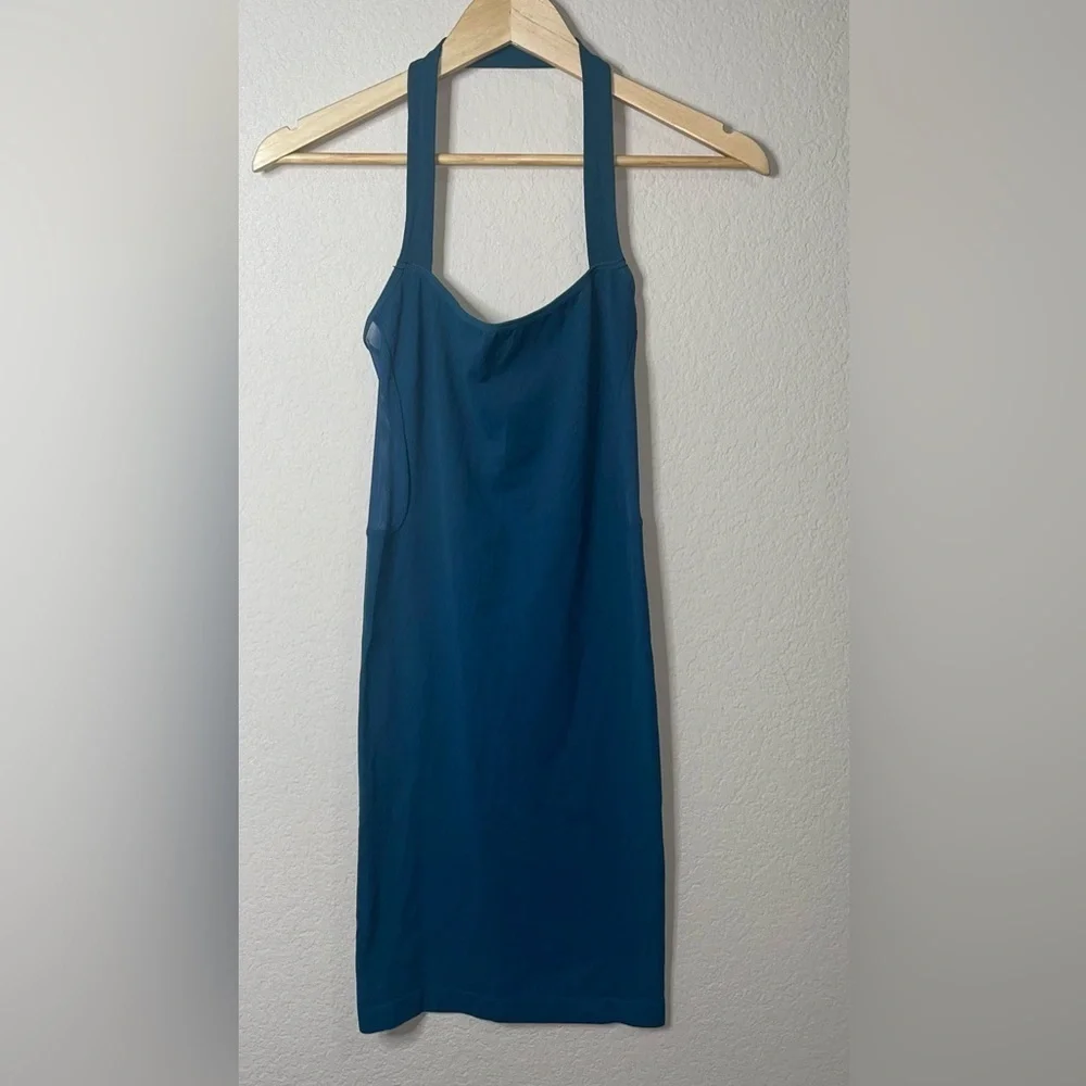 Free People Taking Sides Bodycon Slip Dress Size XS / Small Teal Blue Green NWOT